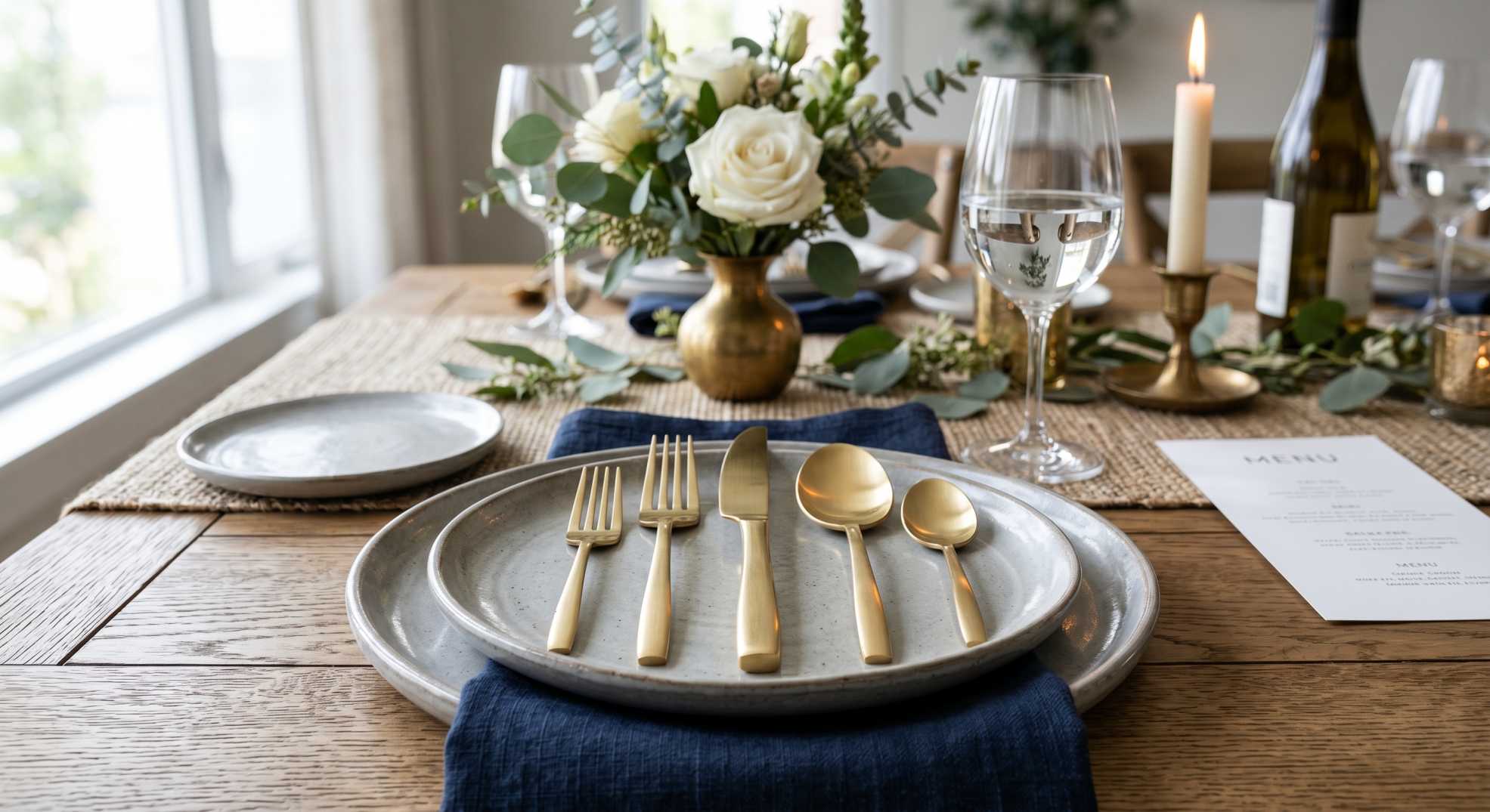 5-Piece Matte Gold Flatware Set